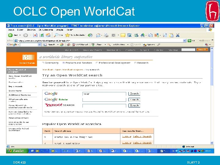 OCLC Open World. Cat DOK 422 SLAYT 2 