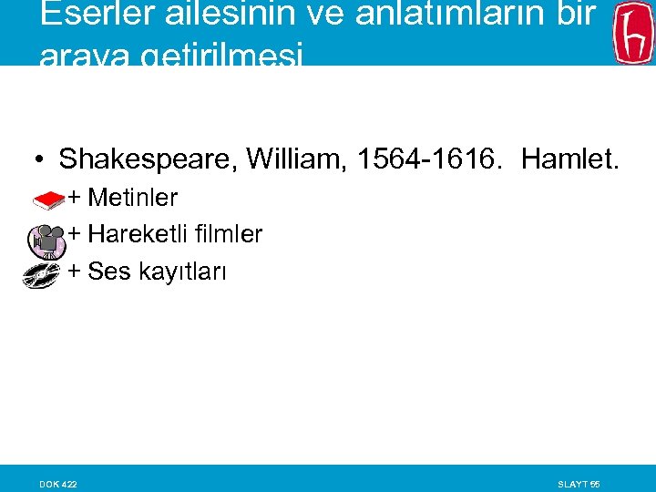 Eserler ailesinin ve anlatımların bir araya getirilmesi • Shakespeare, William, 1564 -1616. Hamlet. +