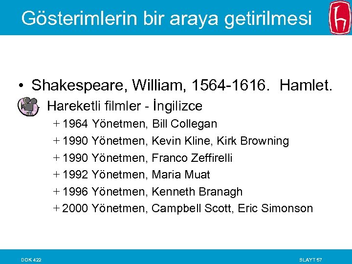 Gösterimlerin bir araya getirilmesi • Shakespeare, William, 1564 -1616. Hamlet. - Hareketli filmler -