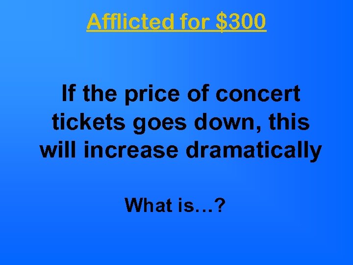 Afflicted for $300 If the price of concert tickets goes down, this will increase