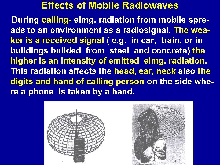 Effects of Mobile Radiowaves During calling- elmg. radiation from mobile spreads to an environment
