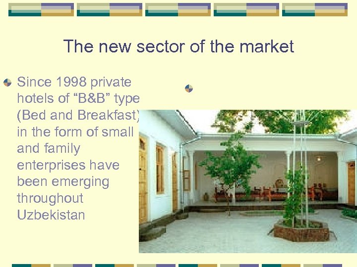 The new sector of the market Since 1998 private hotels of “B&B” type (Bed
