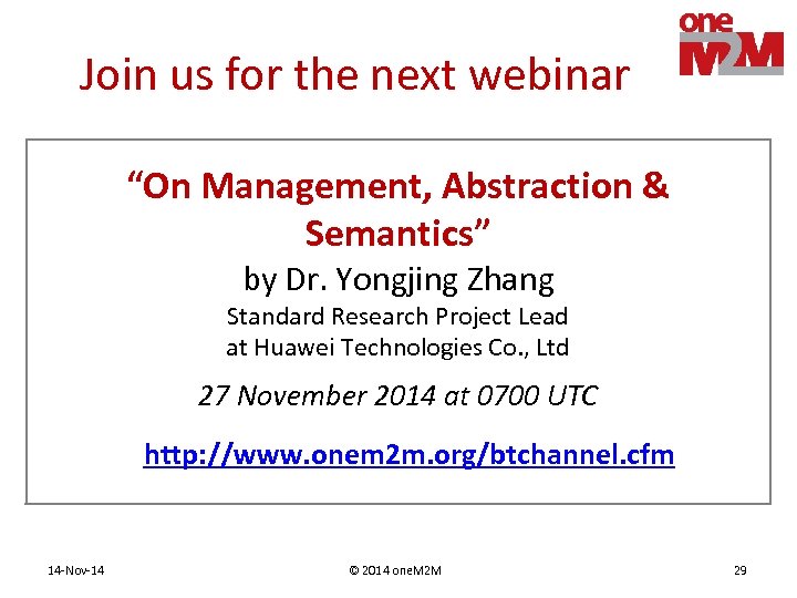 Join us for the next webinar “On Management, Abstraction & Semantics” by Dr. Yongjing