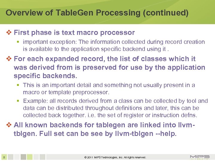 Overview of Table. Gen Processing (continued) First phase is text macro processor important exception: