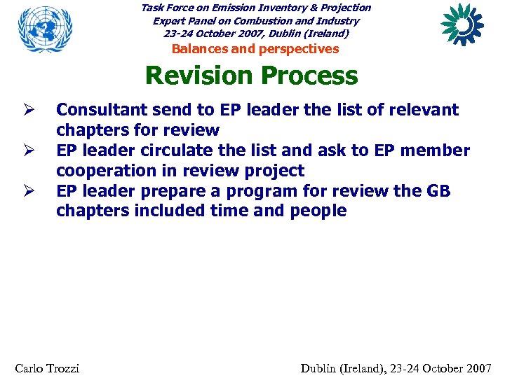 Task Force on Emission Inventory & Projection Expert Panel on Combustion and Industry 23