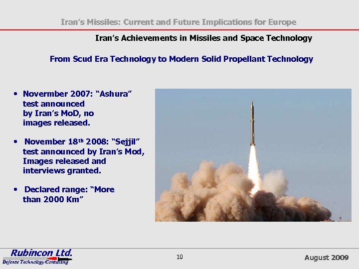 Iran’s Missiles: Current and Future Implications for Europe Iran’s Achievements in Missiles and Space