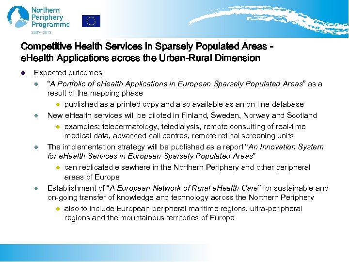 Competitive Health Services in Sparsely Populated Areas e. Health Applications across the Urban-Rural Dimension