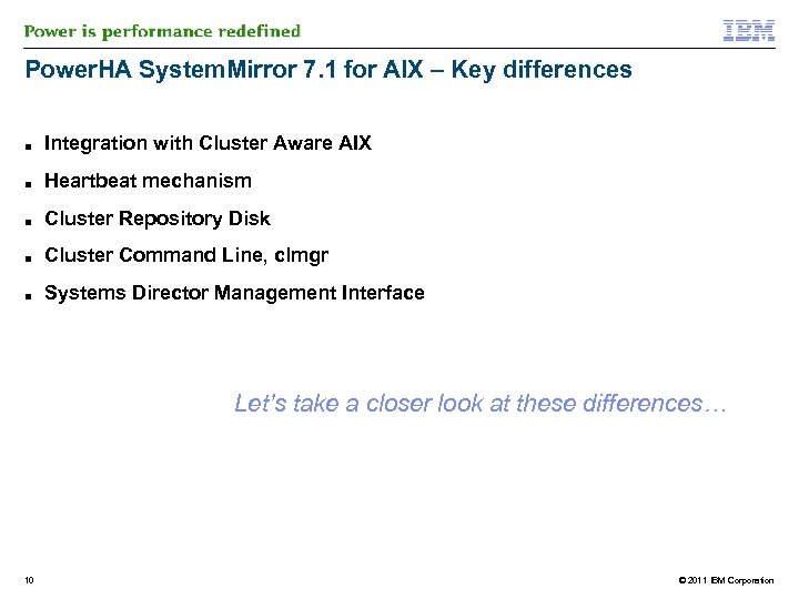 Power. HA System. Mirror 7. 1 for AIX – Key differences ■ Integration with