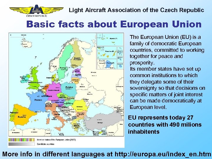 Light Aircraft Association of the Czech Republic Basic facts about European Union The European