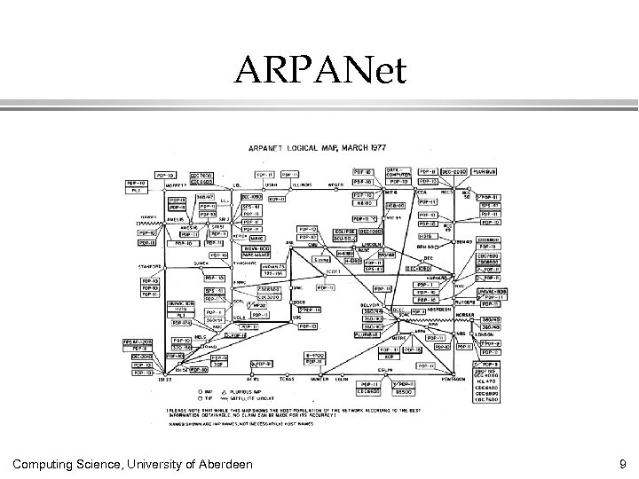 ARPANet Computing Science, University of Aberdeen 9 