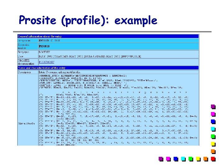 Prosite (profile): example 