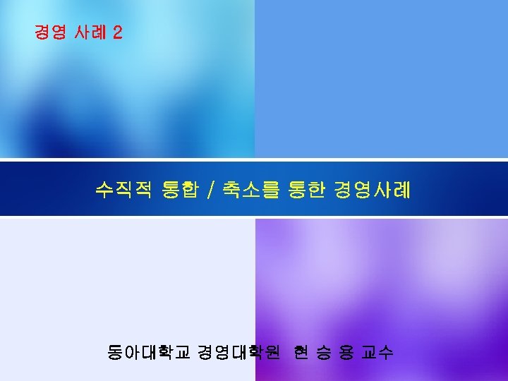 경영 사례 2 수직적 통합 / 축소를 통한 경영사례 동아대학교 경영대학원 현 승 용