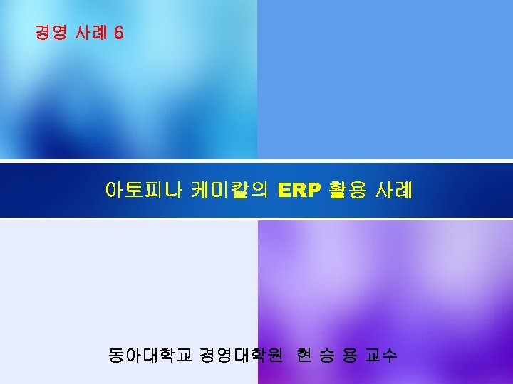 경영 사례 6 아토피나 케미칼의 ERP 활용 사례 동아대학교 경영대학원 현 승 용 교수