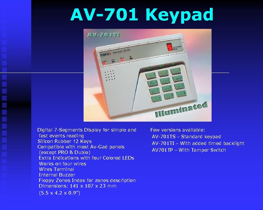 AV-701 Keypad Digital 7 -Segments Display for simple and fast events reading Silicon Rubber