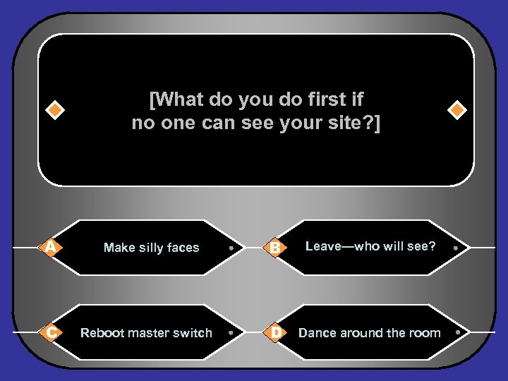 [What do you do first if no one can see your site? ] A