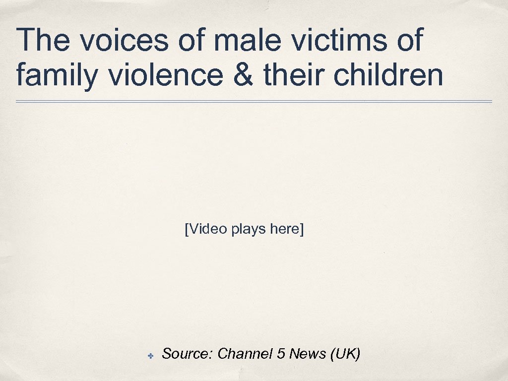 The voices of male victims of family violence & their children [Video plays here]
