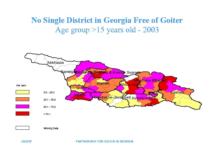No Single District in Georgia Free of Goiter Age group >15 years old -