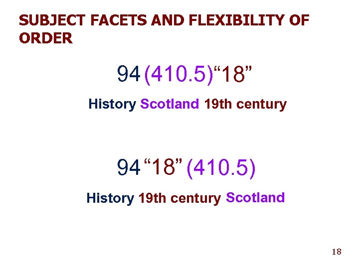SUBJECT FACETS AND FLEXIBILITY OF ORDER 94 (410. 5)“ 18” History Scotland 19 th