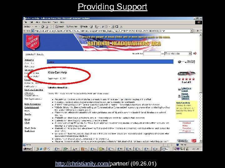 Providing Support http: //christianity. com/partner/ (09. 26. 01) 