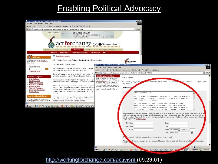 Enabling Political Advocacy http: //workingforchange. com/activism (09. 23. 01) 