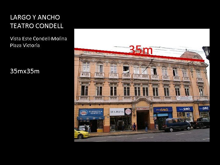 LARGO Y ANCHO TEATRO CONDELL Vista Este Condell-Molina Plaza Victoria 35 mx 35 m
