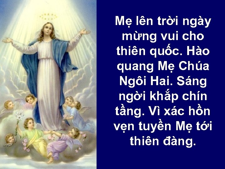 Mẹ lên trời ngày mừng vui cho thiên quốc. Hào quang Mẹ Chúa Ngôi