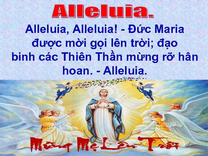 Alleluia, Alleluia! - Đức Maria được mời gọi lên trời; đạo binh các Thiên