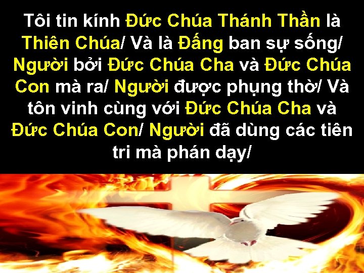 Tôi tin kính Đức Chúa Thánh Thần là Thiên Chúa/ Và là Đấng ban