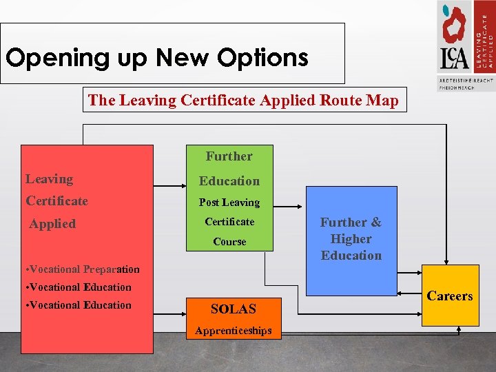 Opening up New Options The Leaving Certificate Applied Route Map Further Leaving Education Certificate