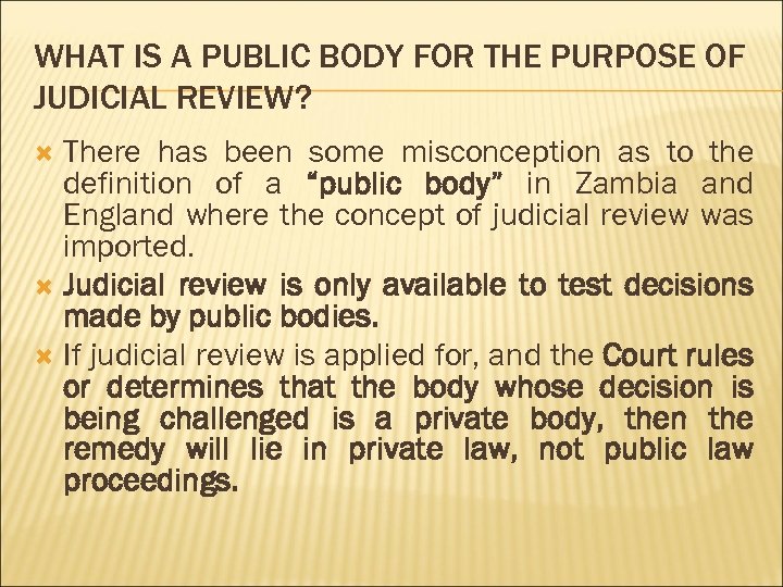 WHAT IS A PUBLIC BODY FOR THE PURPOSE OF JUDICIAL REVIEW? There has been