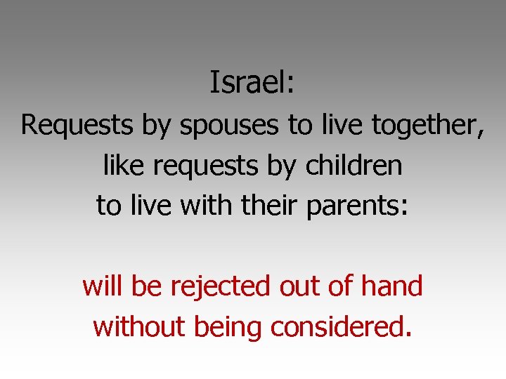 Israel: Requests by spouses to live together, like requests by children to live with