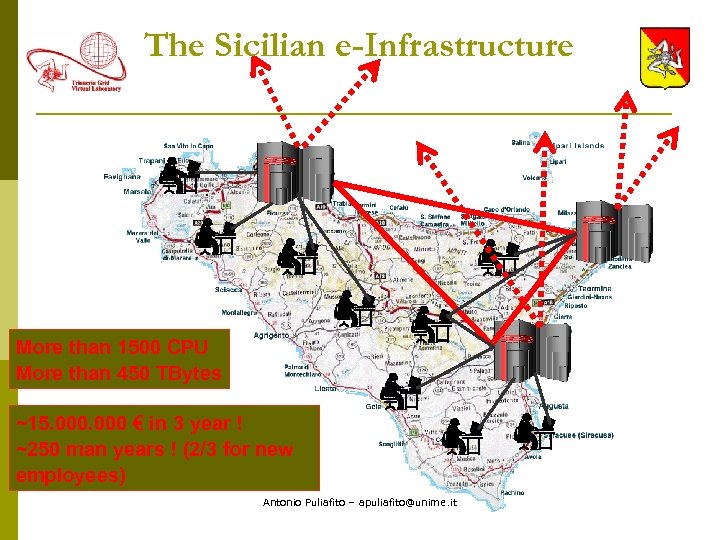 The Sicilian e-Infrastructure More than 1500 CPU More than 450 TBytes ~15. 000 €