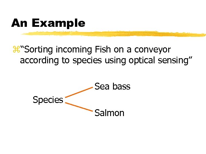 An Example z“Sorting incoming Fish on a conveyor according to species using optical sensing”