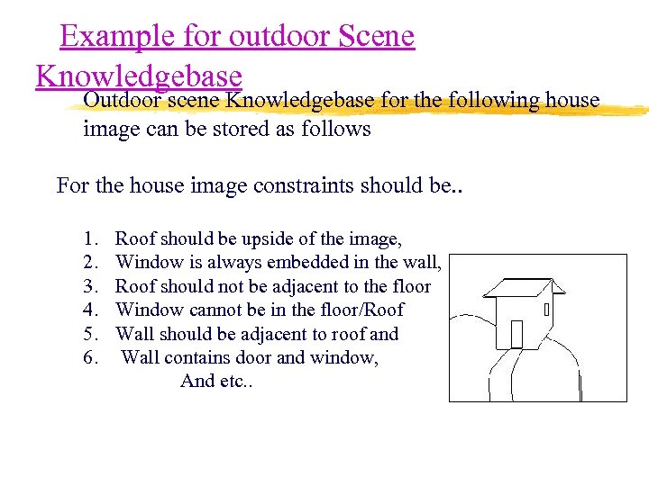 Example for outdoor Scene Knowledgebase Outdoor scene Knowledgebase for the following house image can