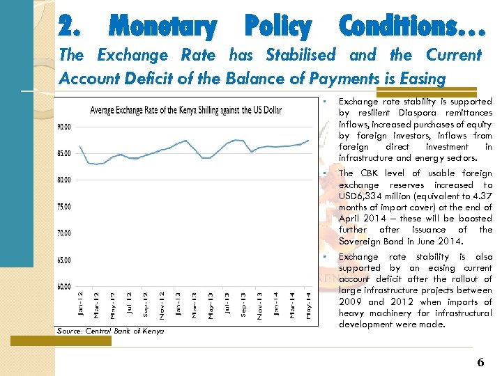 2. Monetary Policy Conditions… The Exchange Rate has Stabilised and the Current Account Deficit