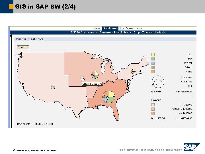 GIS in SAP BW (2/4) ã SAP AG 2007, Title / First Name Last