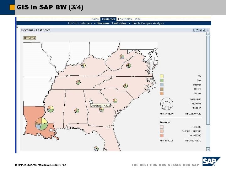 GIS in SAP BW (3/4) ã SAP AG 2007, Title / First Name Last
