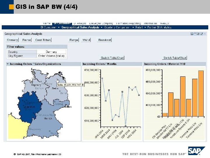 GIS in SAP BW (4/4) ã SAP AG 2007, Title / First Name Last