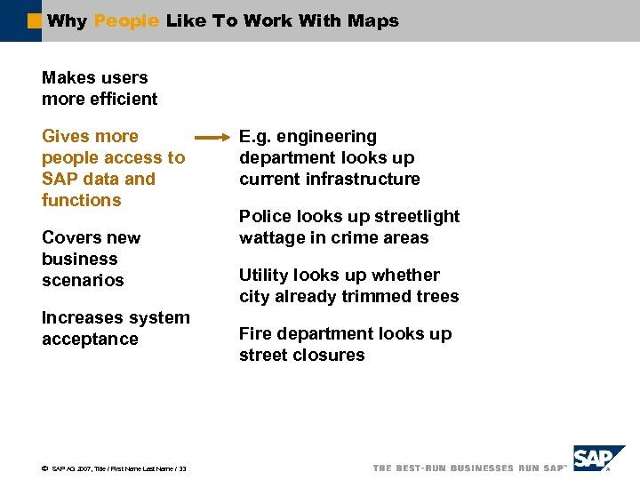 Why People Like To Work With Maps Makes users more efficient Gives more people