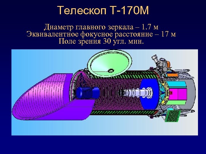 Телескоп Т-170 М Диаметр главного зеркала – 1. 7 м Эквивалентное фокусное расстояние –