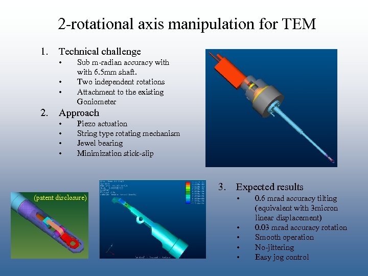 2 -rotational axis manipulation for TEM 1. Technical challenge • • • 2. Sub