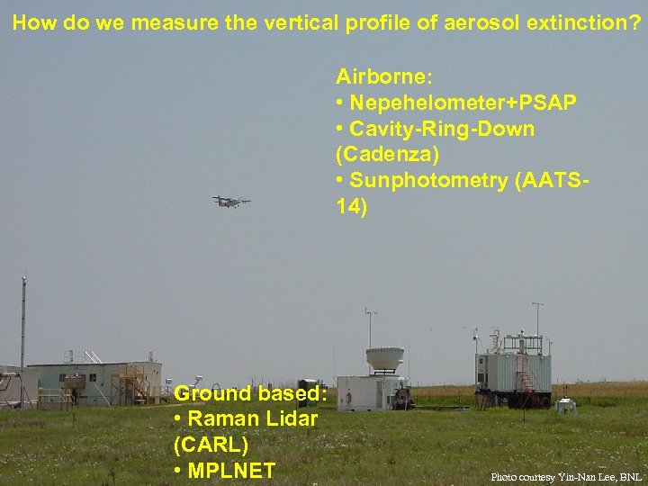 How do we measure the vertical profile of aerosol extinction? Airborne: • Nepehelometer+PSAP •