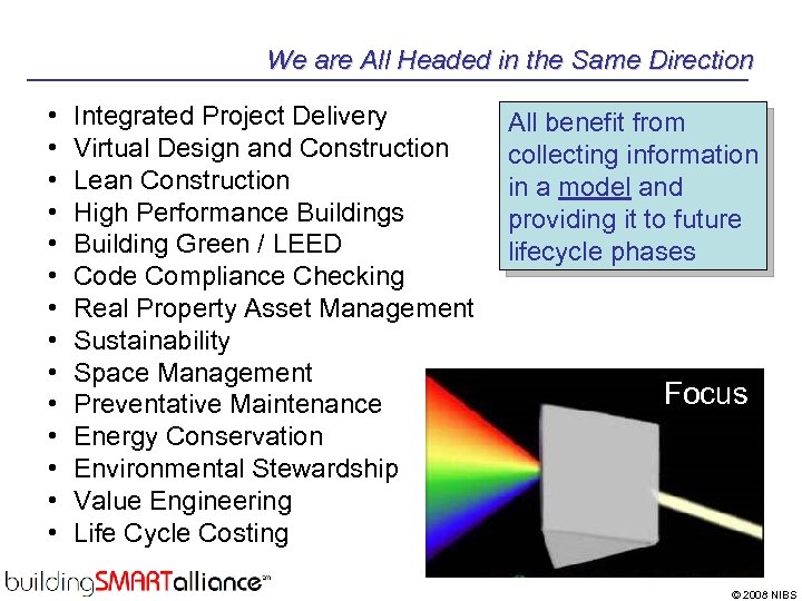 We are All Headed in the Same Direction • • • • Integrated Project