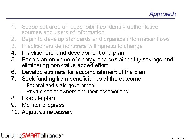 Approach 1. Scope out area of responsibilities identify authoritative sources and users of information
