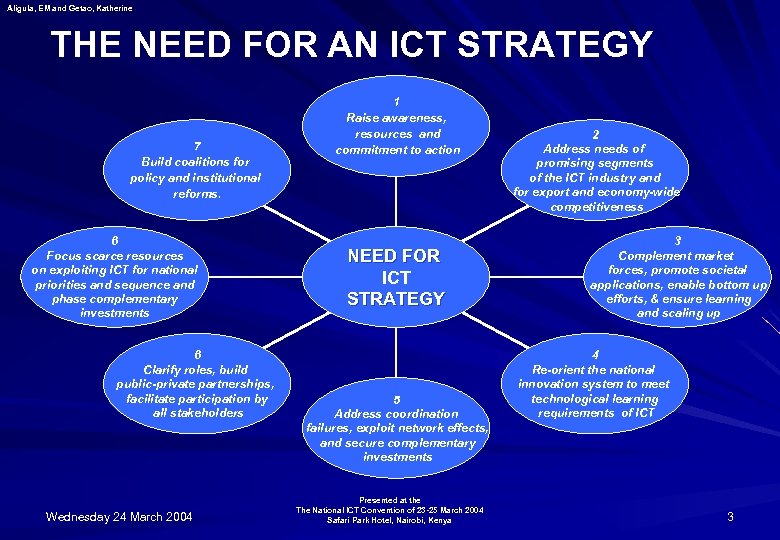 Aligula, EM and Getao, Katherine THE NEED FOR AN ICT STRATEGY 7 Build coalitions