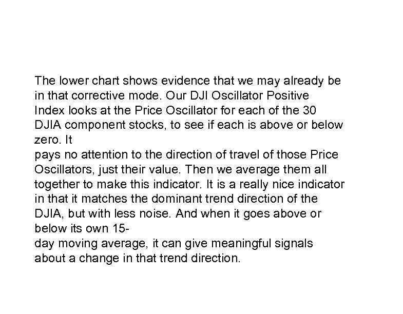 The lower chart shows evidence that we may already be in that corrective mode.