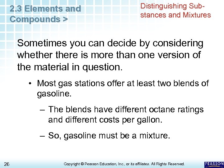 2. 3 Elements and Compounds > Distinguishing Substances and Mixtures Sometimes you can decide