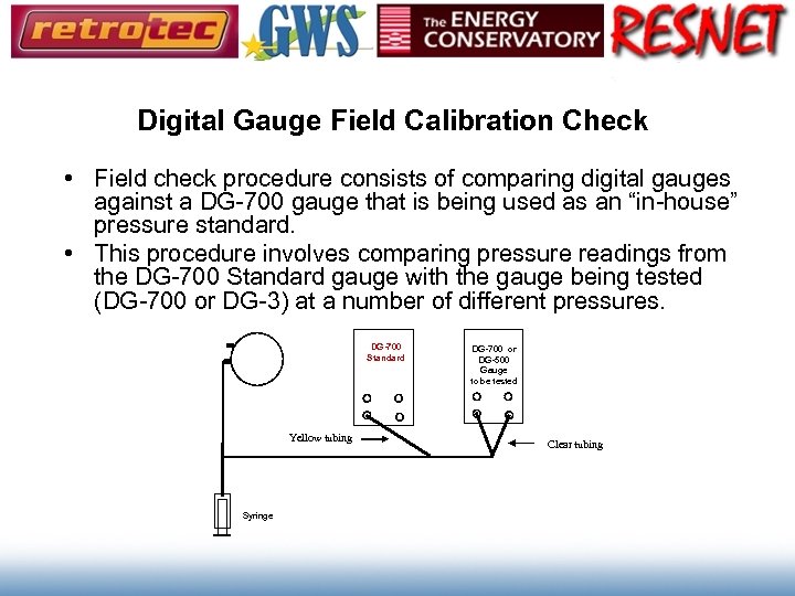 Digital Gauge Field Calibration Check • Field check procedure consists of comparing digital gauges