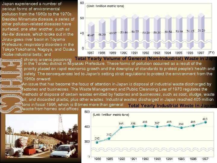 Japan experienced a number of serious forms of environmental pollution from the 1960 s
