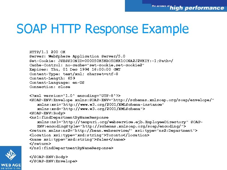 SOAP HTTP Response Example HTTP/1. 1 200 OK Server: Web. Sphere Application Server/5. 0